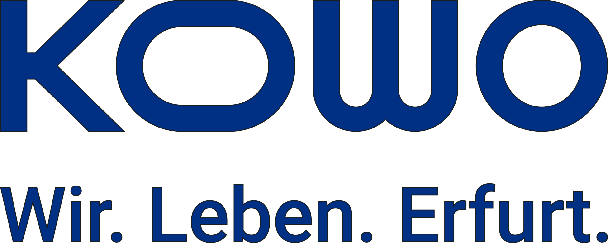 Logo der kommunalen Wohnungsverwaltung Erfurt mit dem Slogan Wir - Leben - in Erfurt